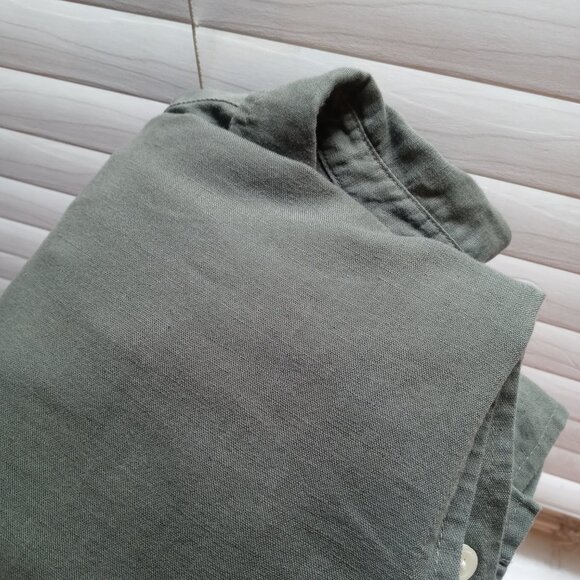 GAP linen blend sleeveless maxi shirt dress in mesculen green (XXL) - Picture 9 of 9